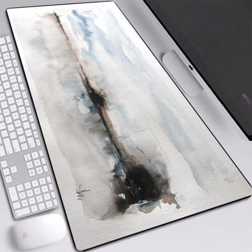 Mouse Pad Large Sky Lake Cold Chinese Ink Painting Art Water with Locked Edge Nature Softy Rubber Mats for For Dota LOL
