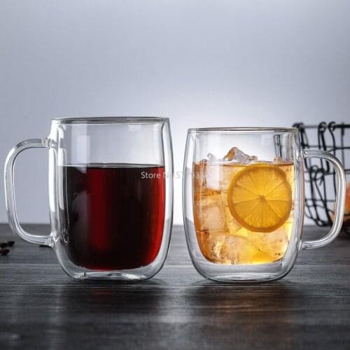 New Double Coffee Mugs With the Handle Mugs Drinking Insulation Double Wall Glass Tea Cup Creative Gift Drinkware
