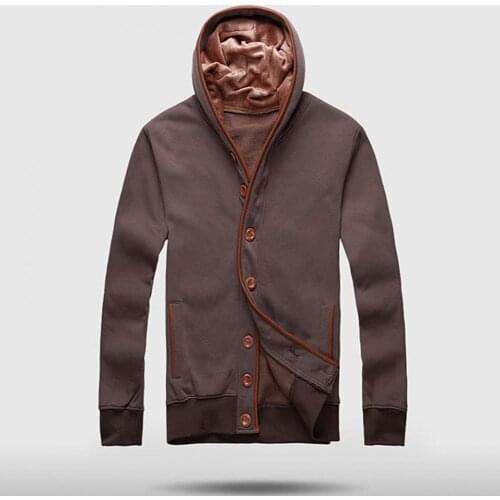 Jackets Men Autumn Winter Buttons Long Sleeve Coat Casual Hooded Cardigan Outwear Jacket