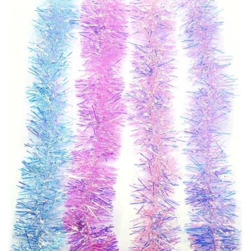 2M 3cm/5cm Rainbow Color Foil Foil Rattan Tinsel Streamer Christmas Tree Hanging Garland Christmas Tree Ornaments Supplies Decor
