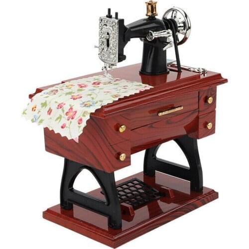 Retro Music Box Sewing Machine Vintage European Crafts Clockwork Mechanical Music BoxHome Decor Gifts Sewing Birthday Craft L2C2