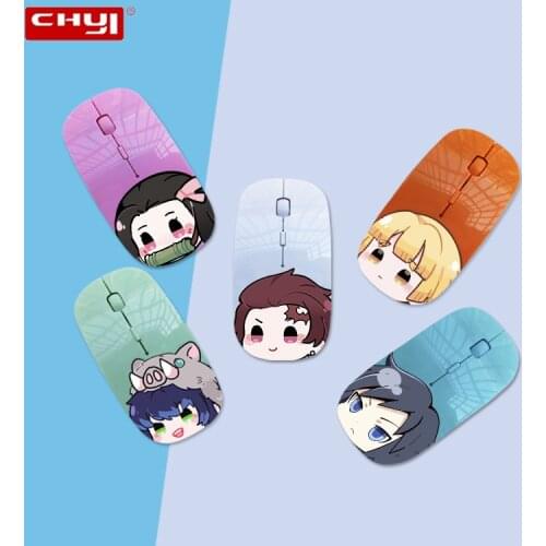 2.4G USB Cute Demon Slayer Wireless Mouse Silent Gaming Optical Mause Ergonomic Computer Gamer Mice For Macbook Air Pro Laptop