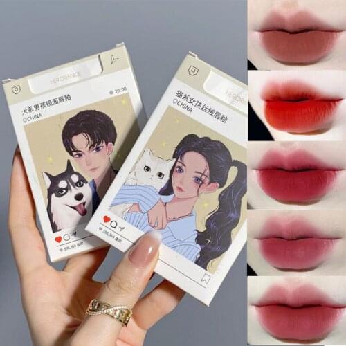 HERORANGE 5PCS/set Lip Glaze Set Painting Series Cigarette Case Non-stick Cup Lipstick Set Gift Matte Lip Makeup Cosmetic TSLM1