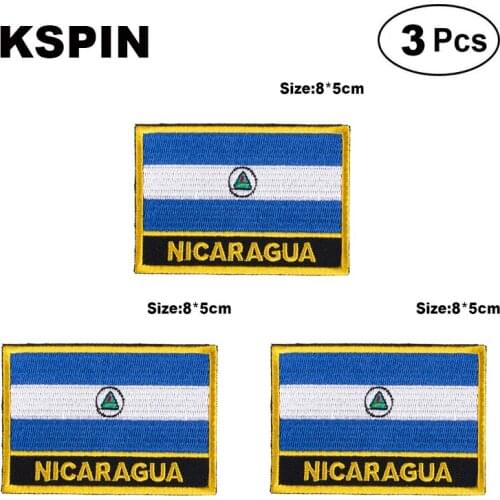 Nicaragua Rectangular Shape Flag patches embroidered flag patches national flag patches for clothing DIY Decoration