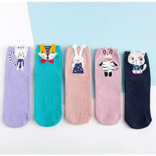 3D Ears Cat Fox Rabbit Zebra Cartoon Animals Harajuku Lovely Women High Quality Cotton funny Socks female hosiery kawaii