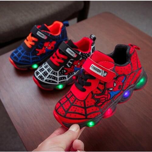 Disney Spider Man Anime Childrens 2021 Shoes for Baby Boys Children Indoor House Shoes fashion Womens sports shoes Size 21-36