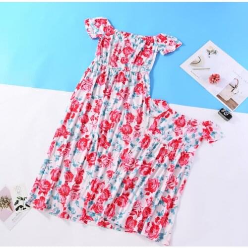 Holiday Family Matching Outfits Off Shoulder Mother and Daughter Dresses Mommy and Me Clothes Dad Son Clothing Sets Summer Look