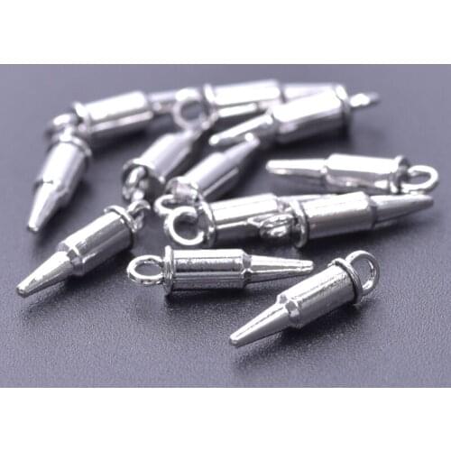 20pcs Bullet Pendant Charm For Jewelry Making Finding Antique Silver Color War Charm DIY Necklace Accessories Wholesale Material