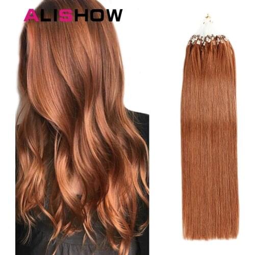 Alishow Straight Loop Micro Ring Hair 1g/s 50g/Pack 100% Human Micro Bead Links Remy Hair Straight Extensions #613 Blonde