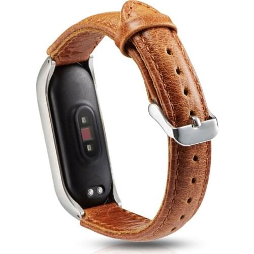 Classic Crazy Horse Pattern Leather Bracelet for Xiaomi Mi Band 5 4 3 Watch Strap Wristband for MIband5 Clock Belt Accessories