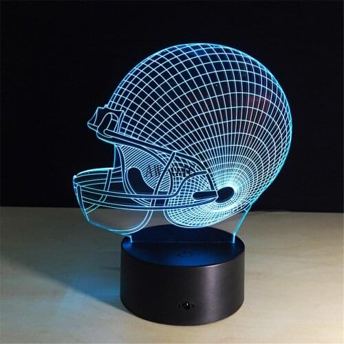 American Football Helmet Sports Caps Star 3D Lamp Team Logo Custom Made Multicolors Lava LED Lighting Night Luminaria AW-046