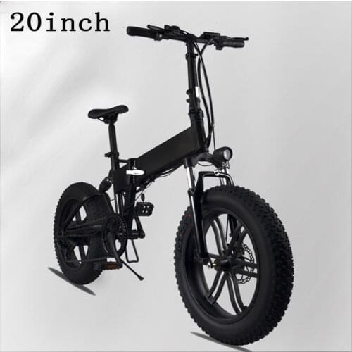Black 20 Inch Folding Wide Tire Snowmobile Adult Variable Speed Electric Bicycle