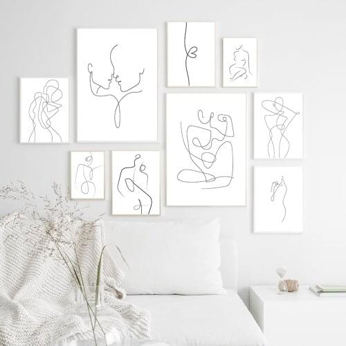 Modern Abstract Art Picture Home Decor Nordic Canvas Painting Wall Art Figure Line Drawing Posters and Prints for Living Room