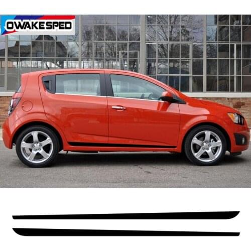 Carbon Fiber Sport Stripes Car Door Side Skirt Sticker Auto Body Racing Styling Vinyl Decals Accessories For-Chevrolet Sonic