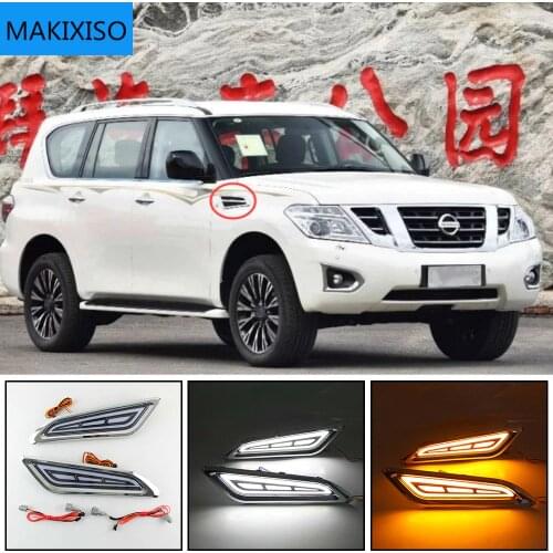 LED DRL Flowing Turning Light Signal Lamp Side Vents Sticker For Nissan Patrol Y62 Armada Accessories 2015 2016 2017 2018 2019