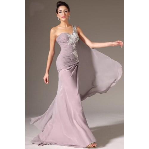 Backless Evening Dresses Mermaid One-shoulder Chiffon Appliques Beaded Long Dubai Saudi Arabic Evening Gown Prom Dresses
