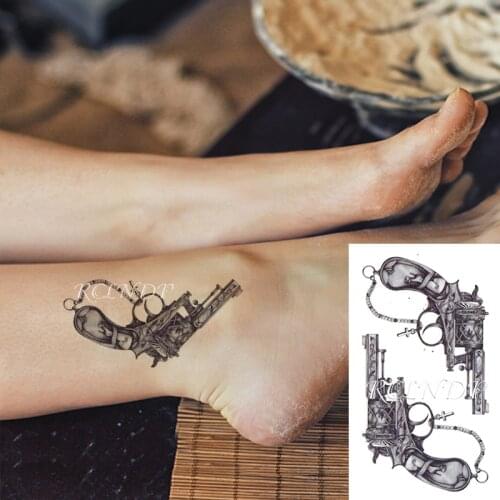 Waterproof Temporary Tattoo Sticker Cross Chain Machine Gun Tatto Flash Tatoo Fake Tattoos Hand Arm Body Art for Men Women