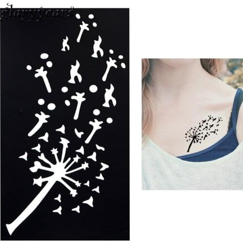 1 PC Flying Dandelion Pattern Waterproof Tattoo Stencil Sexy Woman Body Art Small Henna Indian Tatoo Sticker Stencil Product G21