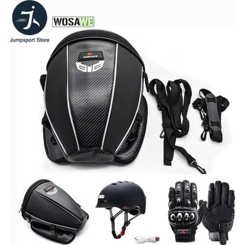 WOSAWE 3pcs/set Cycling Bags + Glove + Helmet Off-road Motorcycle Bag Long Full Finger Gloves Bicycle Helmet Protective Suit