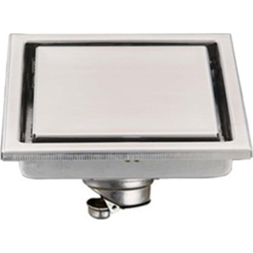 Yeahmart 304 Stainless Steel Tile Insert Square Floor Waste Drain Bathroom Grates Shower Large Flow Drainer Anti-Odor 15*15cm