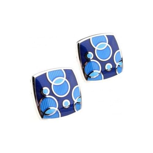 Blue Circles Epoxy Cufflink Cuff Link 15 Pairs Wholesale Free Shipping