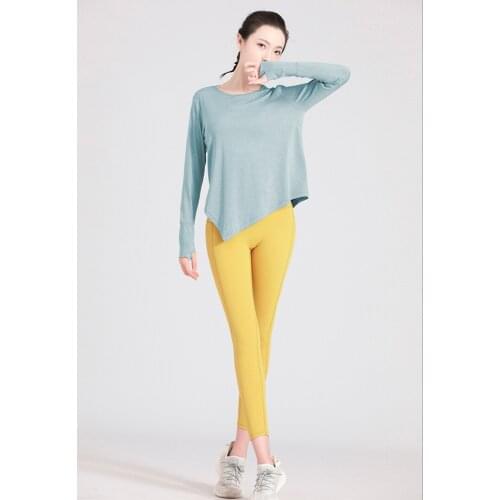 Women Tops Yoga Clothes Women Spring and Summer Breathable and Quick-drying Nude Loose Long-sleeved T-shirts Running Fitness