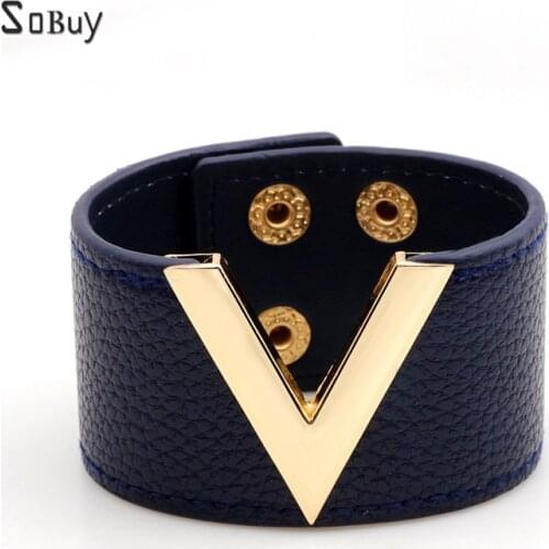 New Fashion Cuff Women Leather Bracelet Simple All-Match MS OL V Word Wide Wrap Charm Bracelets Female Jewelry