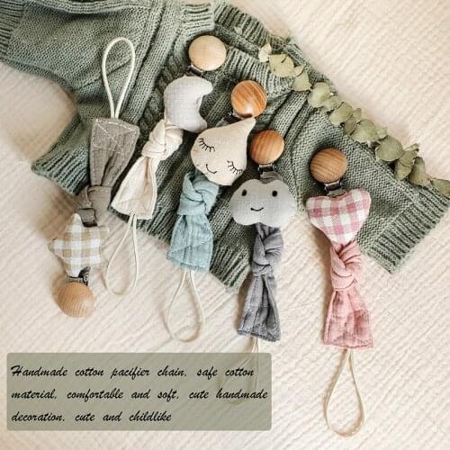 1pc Baby Cotton Cloth Plush Animal Stars Moon Pacifier Chain Nipples Holder Boy Girl Newborn Gifts Toy Baby Products Accessories