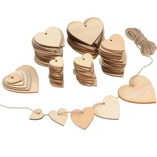 100pcs/lot) One hole Unfinished Wooden Heart Key Chain Bulk Cutout Favor Wood Wedding Love Tags ornaments Painted Varnished
