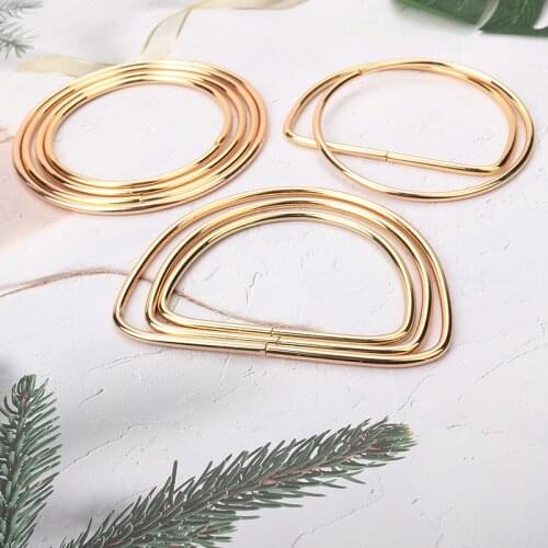 2 Pcs Metal Big Circle Hand-in-hand Iron Ring Metal Hand-in-hand Case Bag Hardware Accessories Replacement Women Handbag Handles