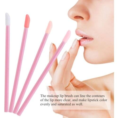 50pcs New Disposable Cosmetic Lip Brush Lipstick Lip Glossy Wands Pen Cleaner Applicator Eyeshadow Gloss Makeup Brushes Tools