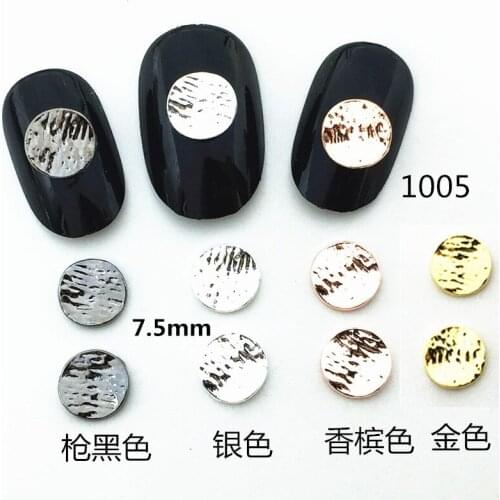 50pcs/pack Japan Korea Alloy Nail Art Gold Silver Engraved Round Metal Accessories Decoration for Phototherapy Nail Sticker DIY
