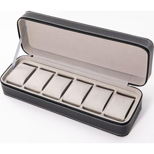 6 Slots Watch Pouch Organizer PU Leather Jewelry Storage Display Box Case Bracelets Jewelry Displaying Showing Box