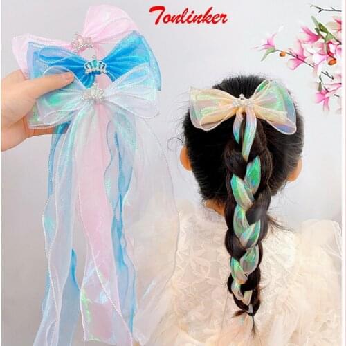 Girls Cute Bow Hair Accessories Fashion Satin Super Long Ribbon Hairpins Barrettes Slid Clip Fashion Prom Hair Party Accessories