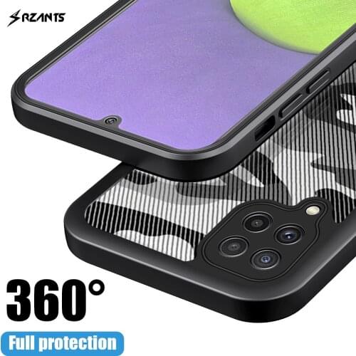 Rzants For Samsung Galaxy A22 M32 4G 5G Case [360 Full Body] Camouflage Clear Cover WITHOUT Built in Screen Protector Casing