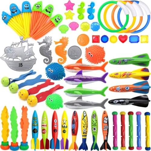 KIDS Diving Torpedo Rocket Throwing Toys Pool Diving Game Summer Torpedo Robber Child Underwater Diving Stick Water Toy