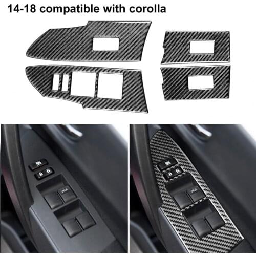 Eco-friendly 4Pcs Practical Interior Window Lifter Panel Sticker Carbon Fiber Panel Trim Heat-resistant