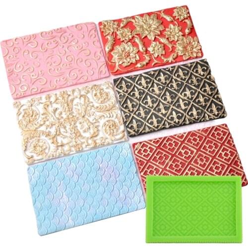 Meibum European Architectural Avatar Embosser Floral Plaid Fondant Mould Silicone Cake Mold Sugar Craft Border Decorating Tools