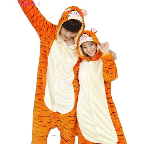 Kigurumi Jumping Tiger Onesies Pajamas For Adults Cute Animal Cosplay Pyjamas Unisex Cartoon Anime Cosplay Costume