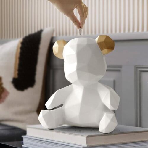Piggy Bank Teddy Bear Figurines Money Box Gift Wedding Storage Box Money for Children Coins Holders Box Kids Toy Coin Bank