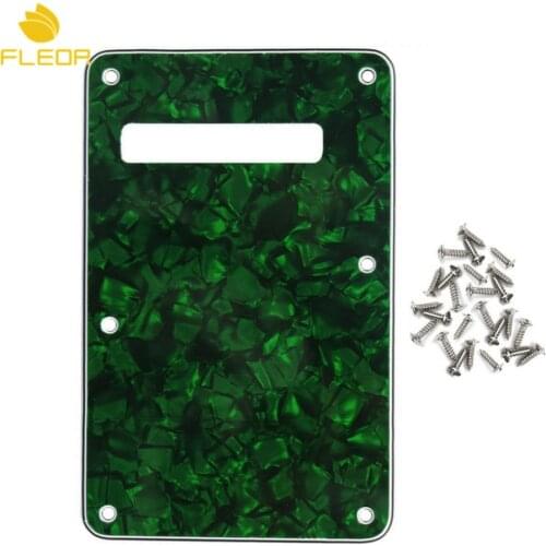 FLEOR ST Guitar Back Plate Tremolo Cover Green Pearl 4Ply & Screws for Standard Modern Style ST Electric Guitar