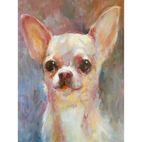 Full Drill Square Diamond Embroidery White Chihuahua Dog Diy Diamond Painting Cross Stitch Pattern Sewing Art Crafts Home Decor