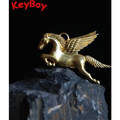 Copper Greek Mythology Flying Horse Key Chain Pendant Vintage Brass Animal God of Hope Keychain Backpack Charms Keyrings Jewelry