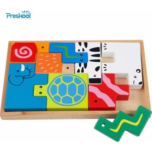 Montessori Kids Toy Animal Puzzles Learning Educational Preschool Training Brinquedos Juguets