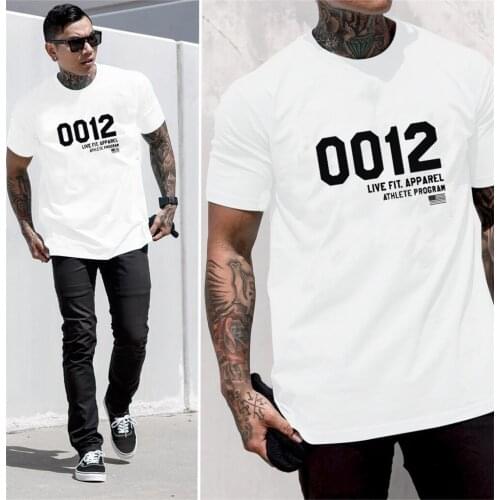 Mens GYM Workout T-Shirt Fitness Cotton Round Neck Short-Sleeved Sport Running Top Wear Jogging Training Casual Sportwear Tee