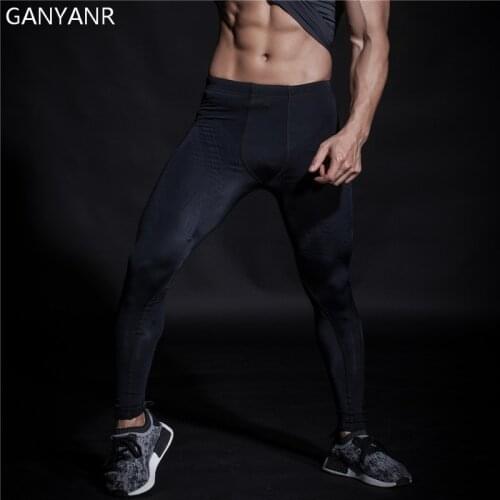 GANYANR Running Tights Men Basketball Fitness Athletic Leggings Sport Skins Gym Jogging Training Football Compression Pants Sexy