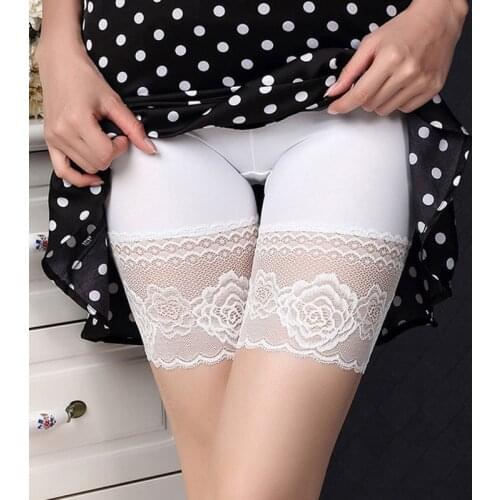 Anti Chafing Soft Cotton PLUS SIZE Underwear Shorts Women Sexy Lace Safety Short Pants Female Boxers Women Boyshort Panties