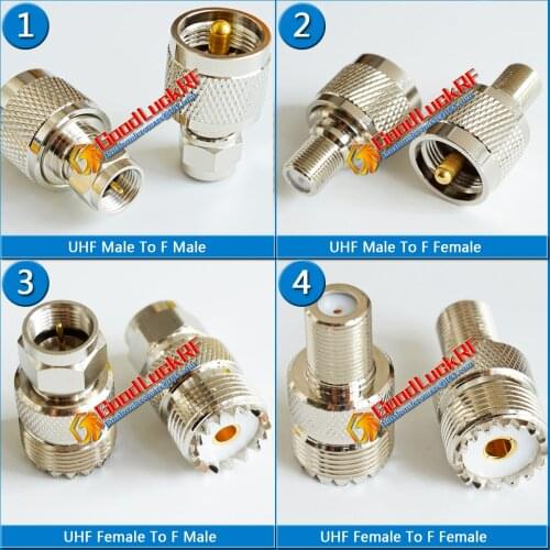 1 Pcs Kit Set F To UHF PL259 SO239 Connector F To UHF Male & Female Plug F - UHF TV Brass Straight RF Coaxial Adapters