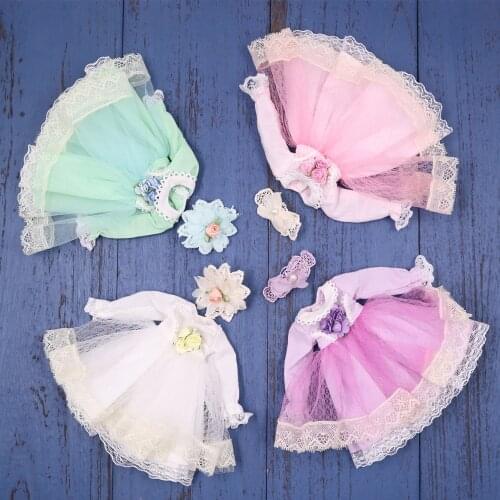 Outfit for Blyth doll Lace skirt with hairpin for the sweet dressing 1/6 bjd ob24 anime girl