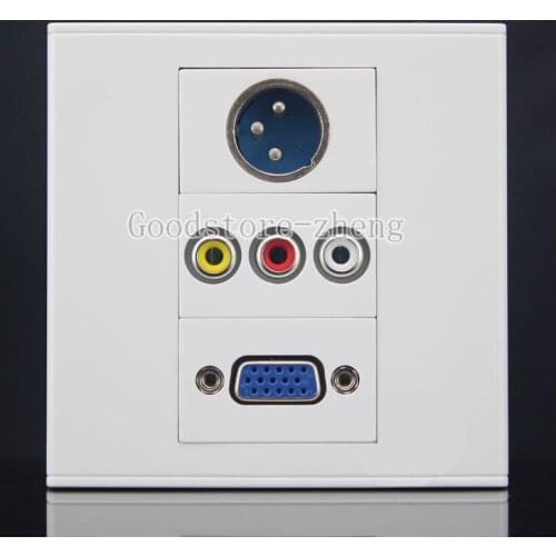 Wall Face Plate 3RCA AV + VGA + XLR Jack Outlet Socket Assorted Panel Faceplate